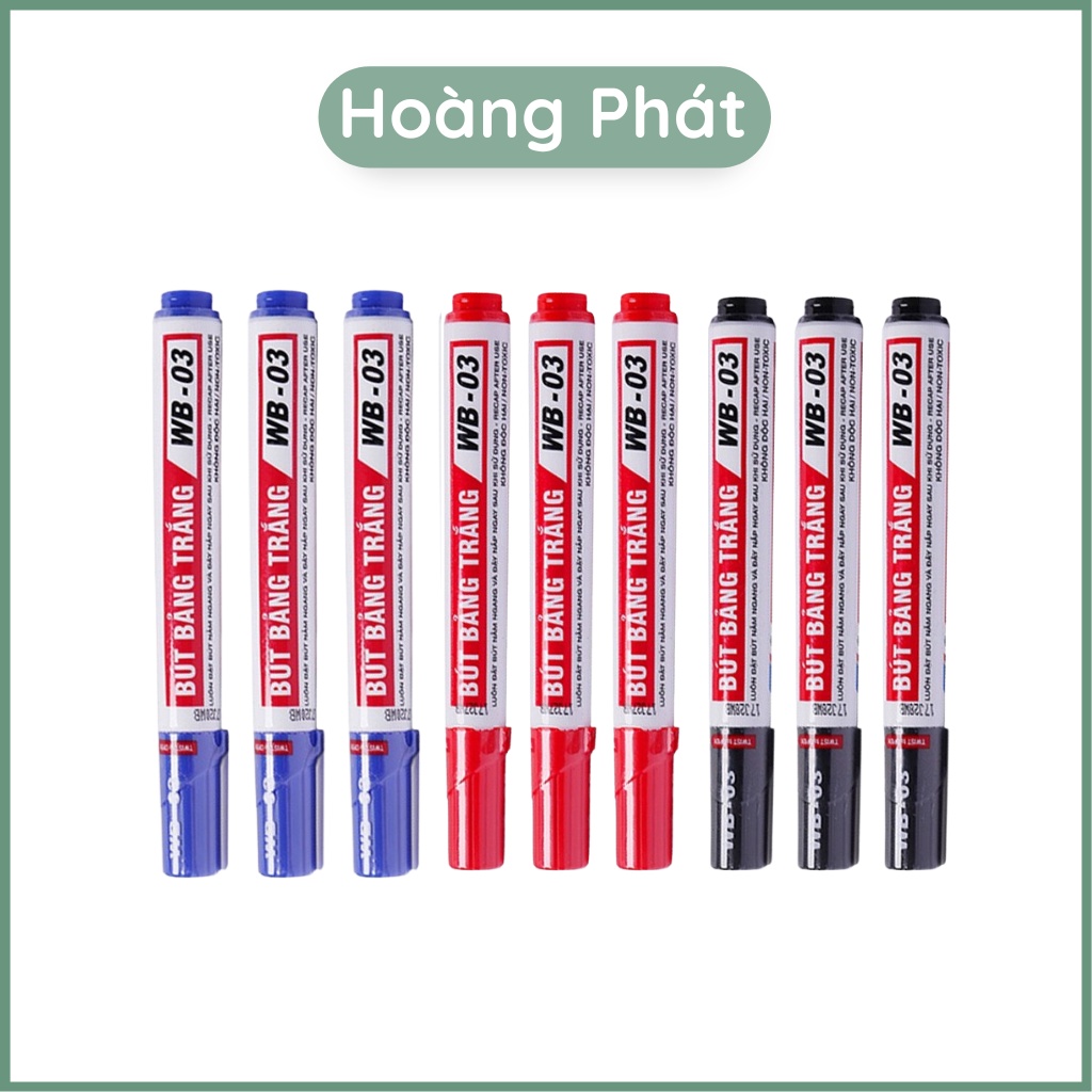 Bút Lông Bút Dạ Viết Bảng Trắng Thiên Long WB-03 / WB-02 Bút Dạ 3 Màu, Xóa Được Hoàng Phát