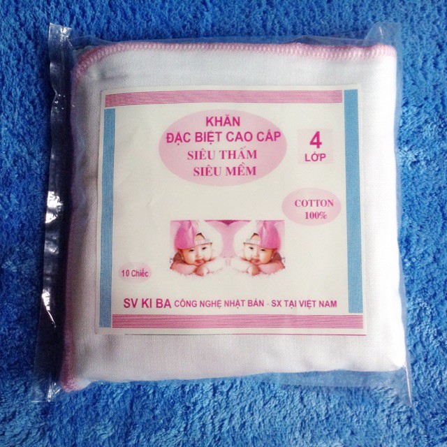 Khăn sữa cho bé sơ sinh Kiba cotton loại 2 lớp hoặc 3 lớp hoặc 4 lớp (10 cái)