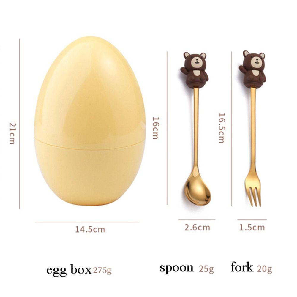 IVORY Bộ Muỗng Nĩa Ăn Tráng Miệng Hình Hộp Trứng Bằng Thép Không Gỉ Mạ Điện Sáng Tạo Dùng Làm Quà Tặ
