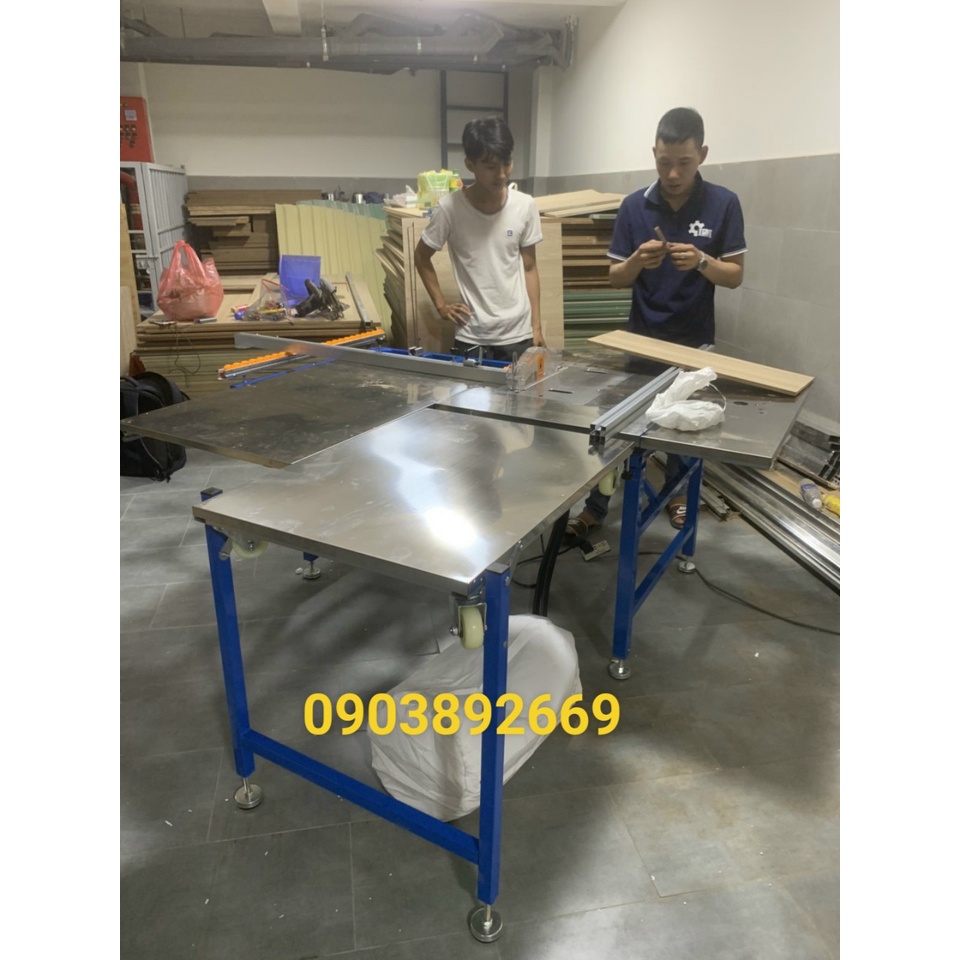 Máy cưa bàn trượt mini nâng điện loại tốt