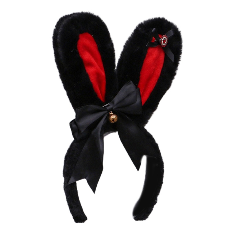 Băng Đô Tai Thỏ Lông Đính Đá Phong Cách Lolita