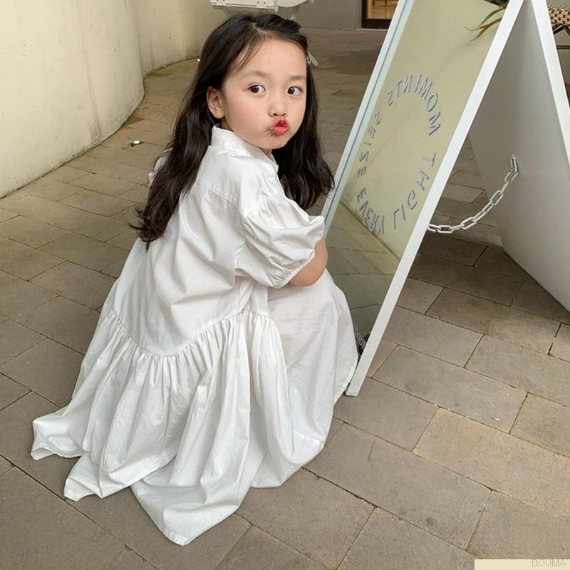 Đầm búp bê tay phồng dáng rộng thời trang mùa hè thanh lịch cho bé gái