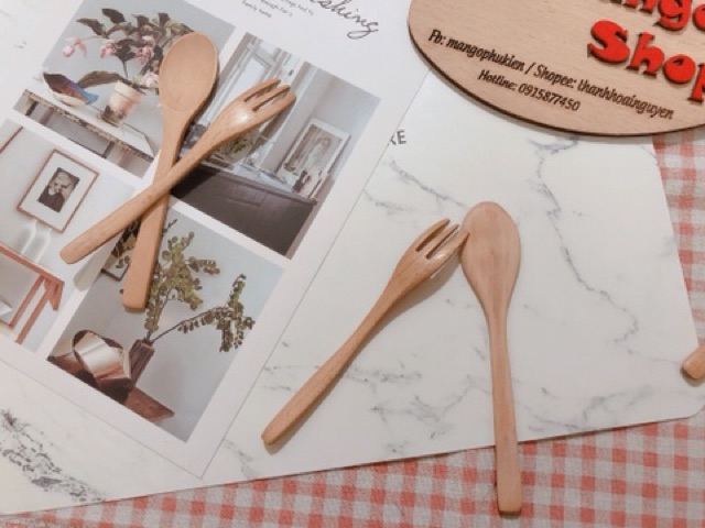 Thìa và nĩa gỗ phụ kiện chụp ảnh trang trí ( Muỗng nĩa gỗ muỗng mật ong) | BigBuy360 - bigbuy360.vn
