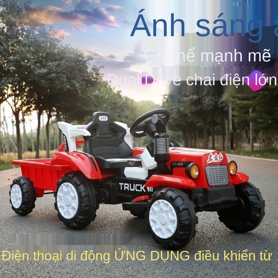 ☃✢☎Xe máy kéo điện trẻ em bốn bánh đôi bé trai và bé gái ô tô đồ chơi lớn có thể ngồi trên người Ô tô điện bốn bánh