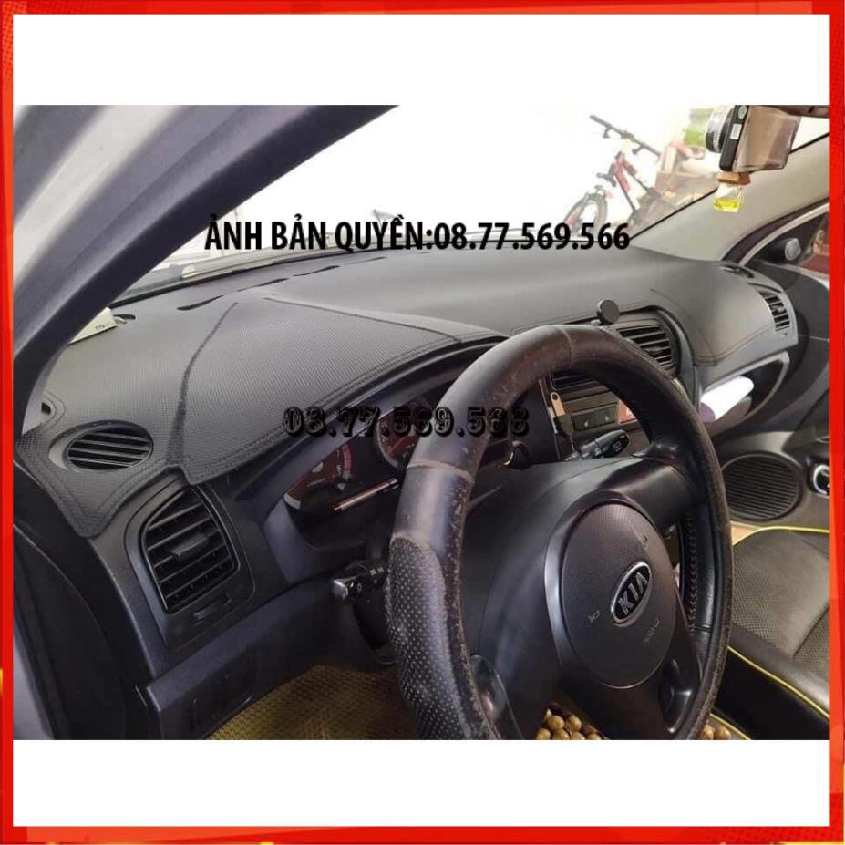 THAM TAPLO DA VÂN GỖ KIA MORNING THẢM LÓT TAPLO 3 LỚP CHỐNG NÓNG XE HƠI Ô TÔ NHUNG LÔNG DA CARBON BẢO HÀNH 12