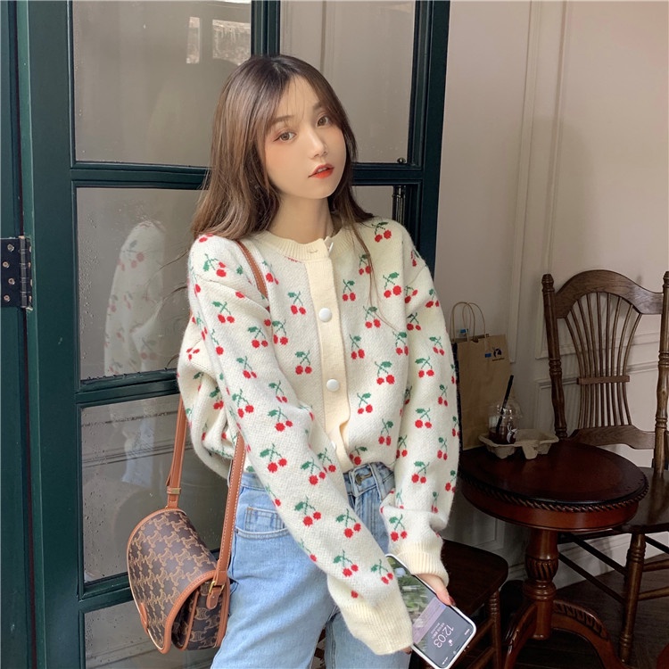 Áo khoác cardigan dệt kim dáng rộng phong cách Hàn quốc thời trang cho nữ