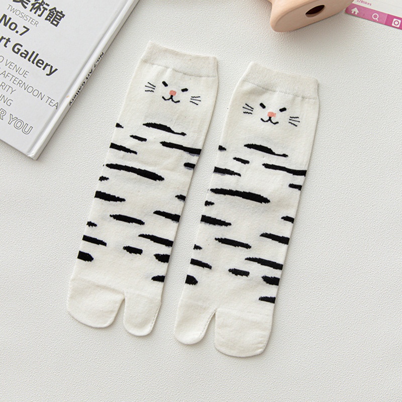 Vớ Xỏ 2 Ngón Bằng Cotton In Họa Tiết Mèo Hoạt Hình Dễ Thương Phong Cách Harajuku Cho Nữ