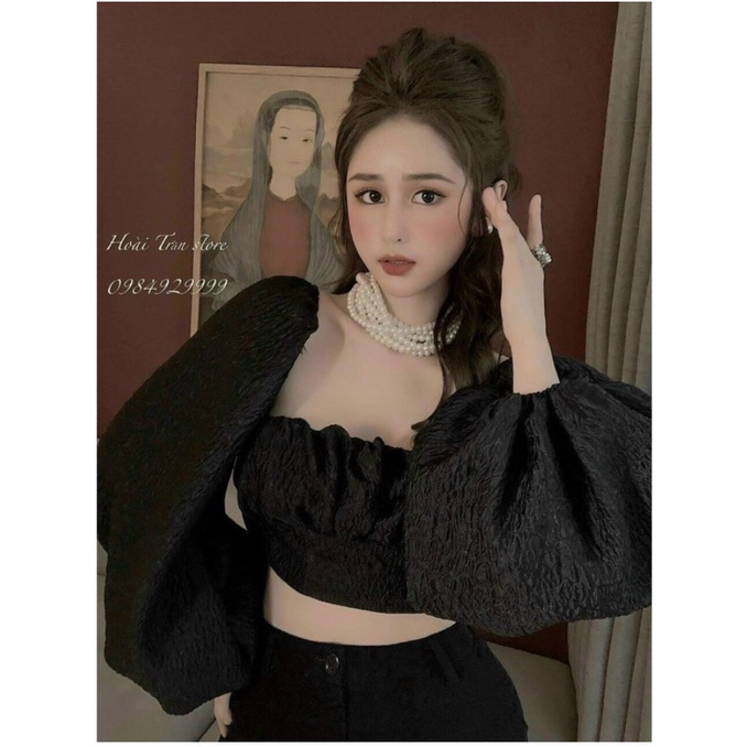 ÁO TIỂU THƯ TAY PHỒNG CỘT NƠ XINH CÓ MÚT NGỰC - AK0013 | steven.factory