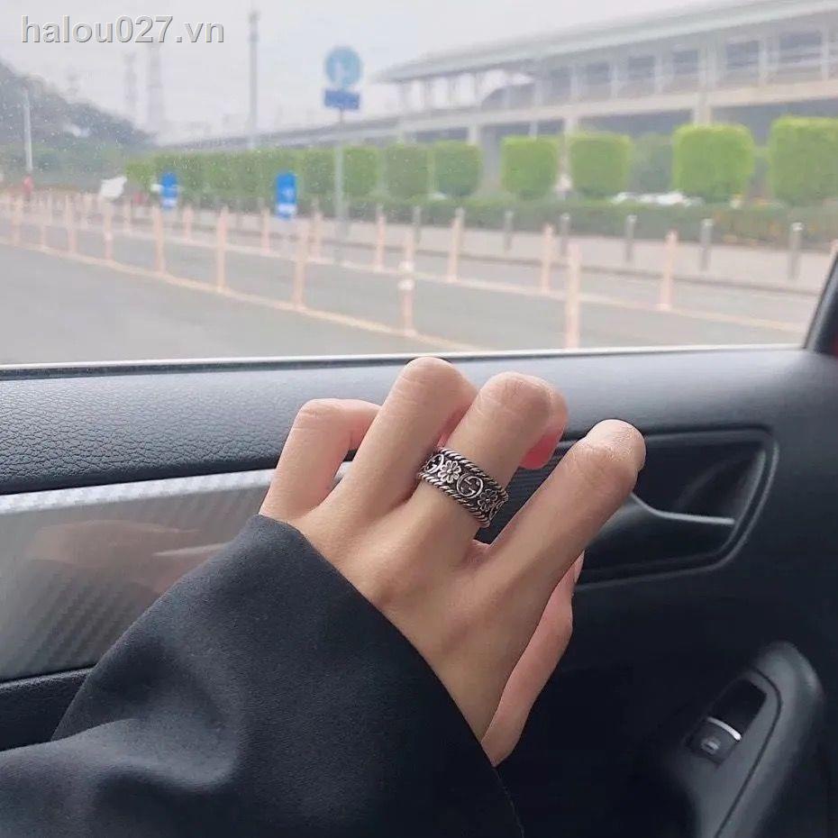 Nhẫn Đôi Khắc Chữ Gucci Mạ Bạc 925 Không Phai Chất Lượng Cao