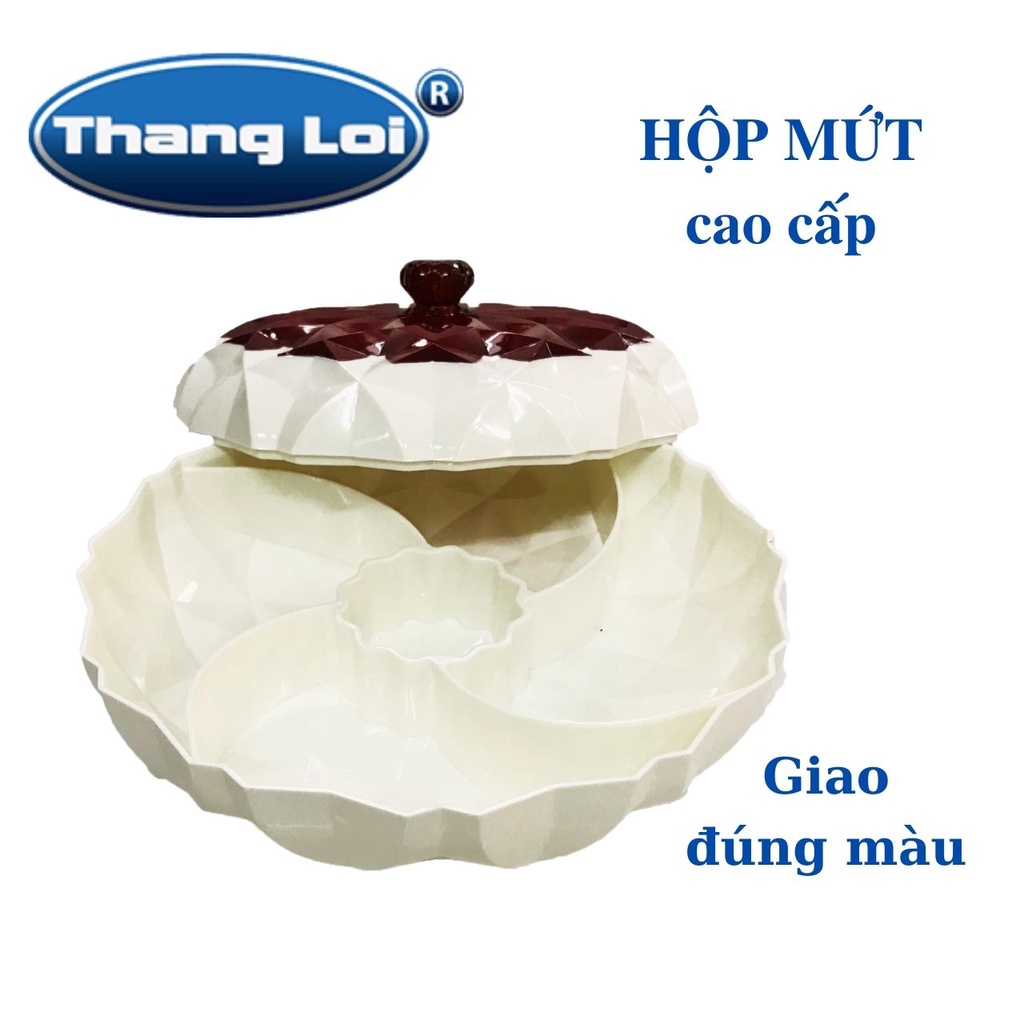 Hộp mứt hình tròn 5 ngăn cao cấp