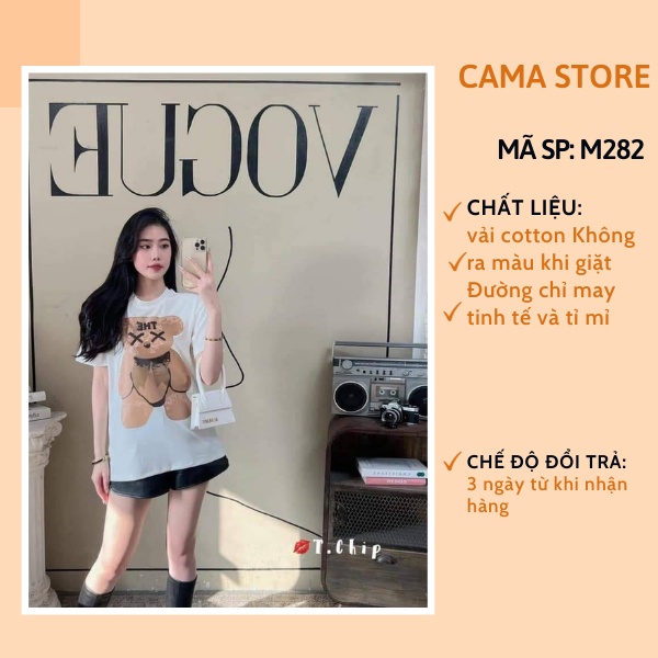 Áo thun nam nữ unisex form rộng tay ngắn in hình gấu cổ tròn Cama Store M282