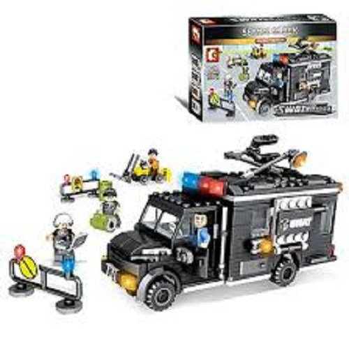 Bộ LEGO LẮP RÁP Xếp Hình Sembo 102348 - Lắp Ráp Xe Black Hawk Cảnh Sát Đặc Nhiệm Swat 391 Chi Tiết