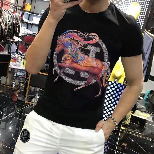 Áo Thun Tay Ngắn Cổ Tròn Dáng Ôm Phong Cách Hàn Quốc Thời Trang Cho Nam