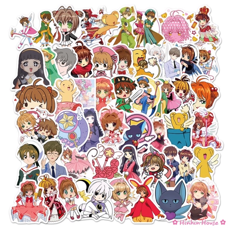 Set 50 Sticker PVC Chống Thấm Nước Chủ Đề Cardcaptor Sakura - Thủ Lĩnh Thẻ Bài Dễ Thương Dán Vali, Mũ Bảo Hiểm, Laptop..