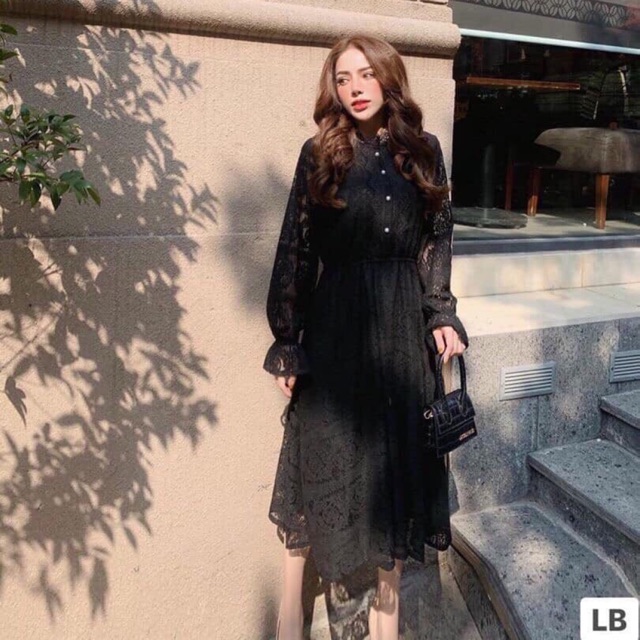 Váy ren khuy ngọc