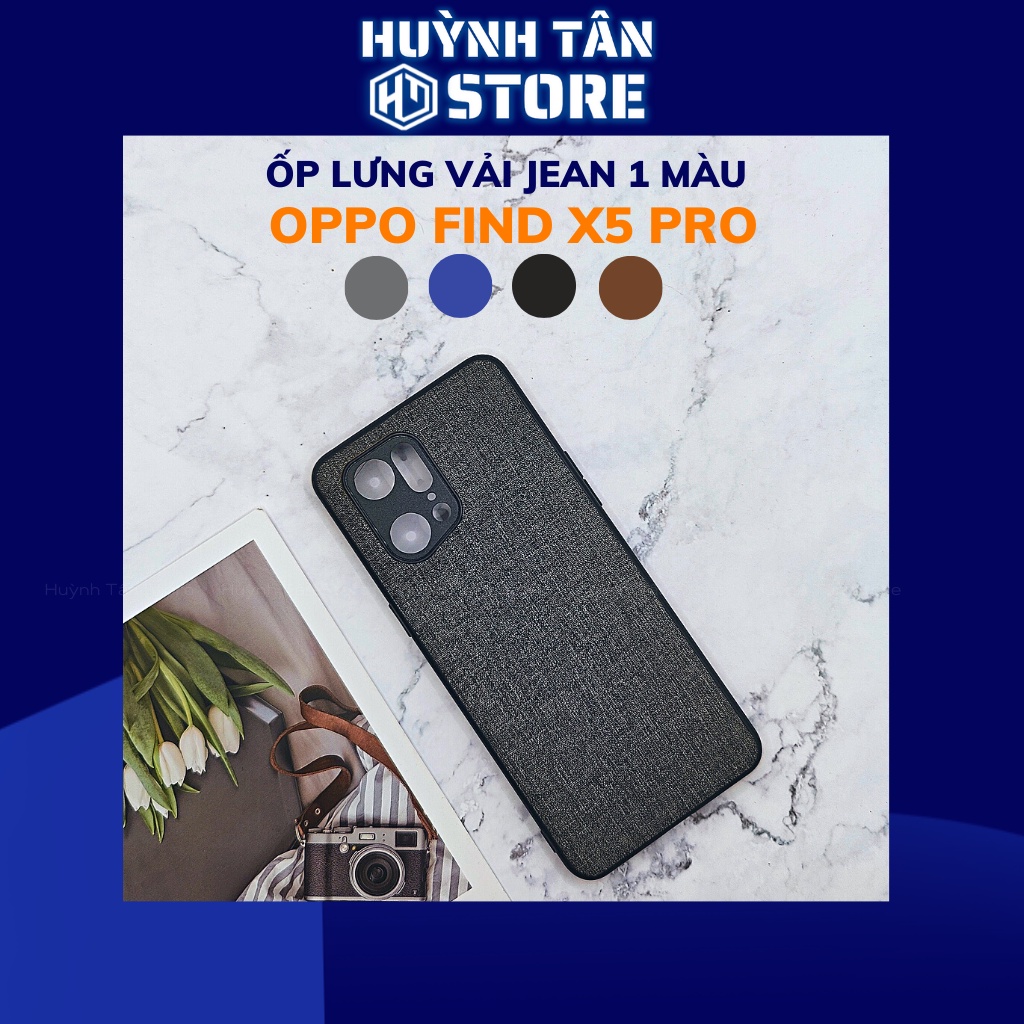 Ốp lưng oppo find x5 pro find x5 chống vân tay nhựa cứng viền đen vải jean 1 màu phụ kiện điện thoại huỳnh tân store