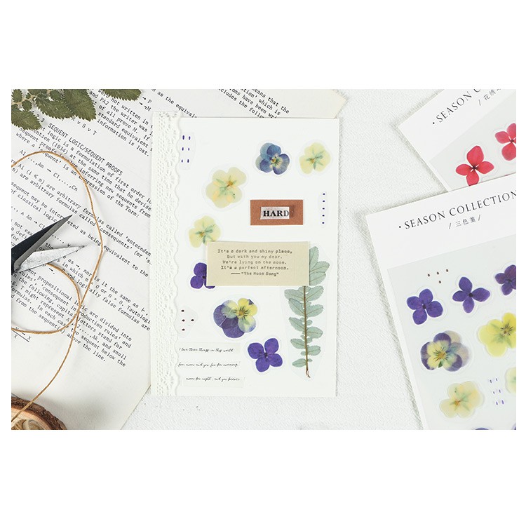 Sticker hoa vintage trong hình dán trang trí sổ tay bullet journal dụng cụ dán planner SEASON COLLECTION
