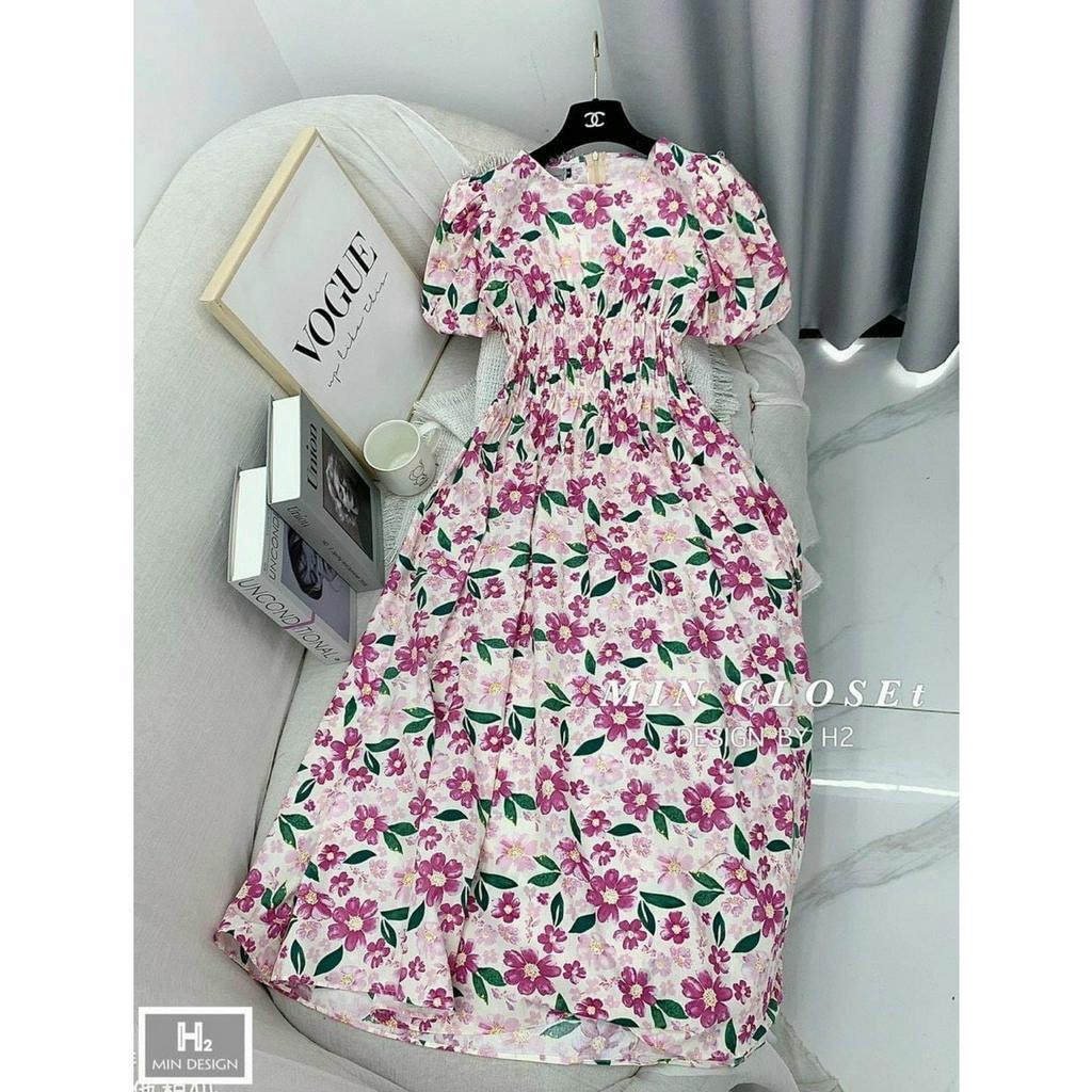 Đầm vữ váy nữ cổ tròn tay ngắn dáng rộng bầu bì thoải mái siêu xinh đi chơi du lịch - Ruby design