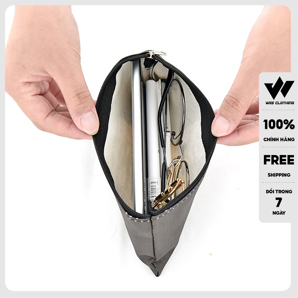 Túi đựng bút WIIS da Pu đựng viết, điện thoại, mắt kính kich thước 18.5CM x 9CM