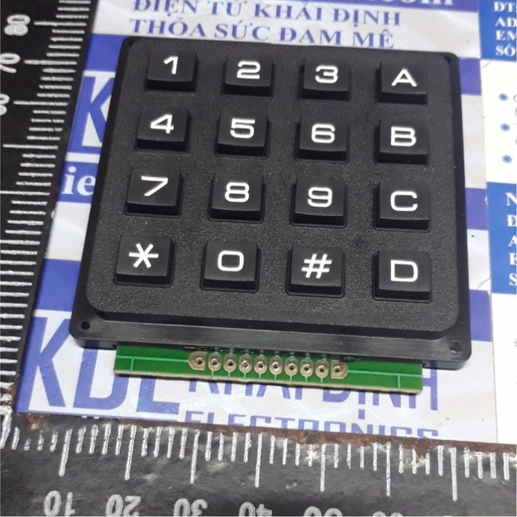 bảng phím điều khiển, keypad module phím, ma trận phím 4x4, màu đen, dày kde4822