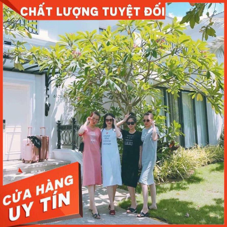 Váy đầm thun mãi có tay dáng suông Thái Lan chính hãng màu trắng Free size mặc hè thoáng mát thấm hút mồ hôi dễ phối đồ