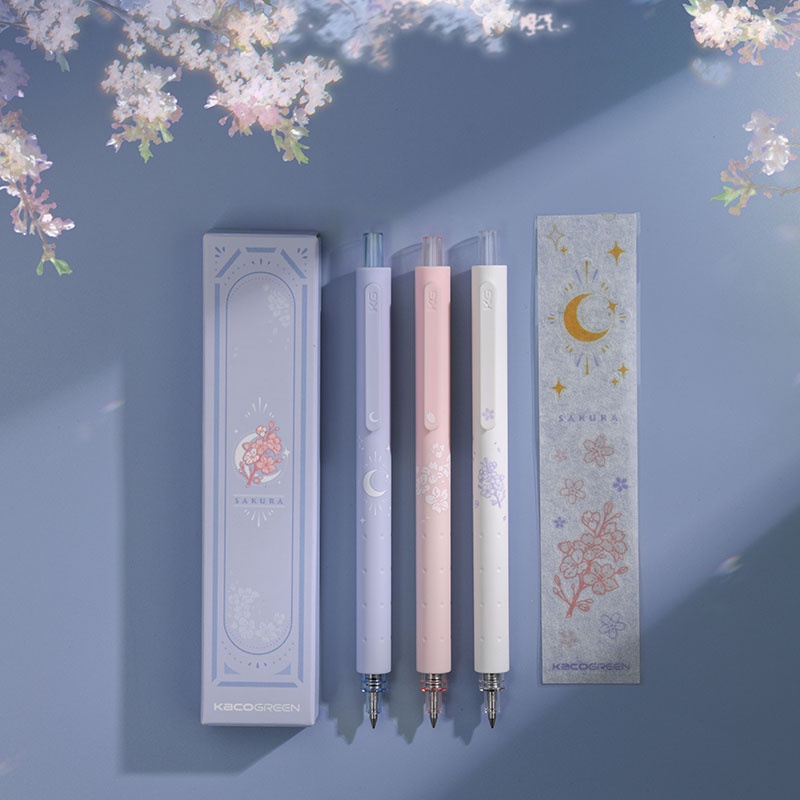 Hộp 3 bút bi Kaco Rocket Sakura mực đen ngòi 0,5mm