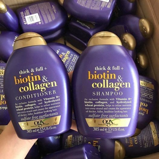 [FREE SHIP] Combo Dầu gội đầu OGX Thick & Full + Botin & Collagen 385ml [Nội địa Đức]