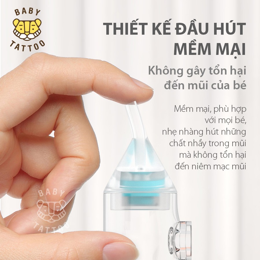 BABY TATTOO Dụng Cụ Hút Dịch Mũi Đầu Silicone Kèm Nhíp An Toàn Cho Bé