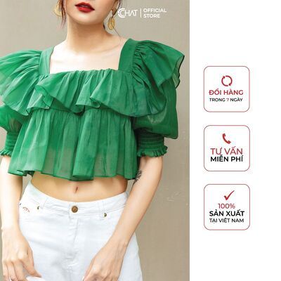Áo bèo croptop cổ U CChat Clothes