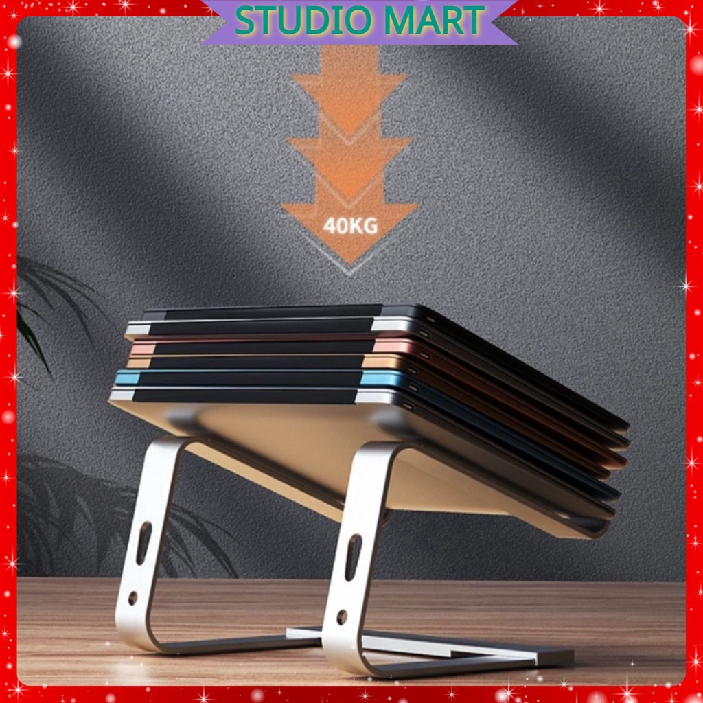 Giá đỡ nâng cao laptop bằng nhôm, hỗ trợ tản nhiệt, có thể kê gọn bàn phím ngoài, mẫu 2 tầng.