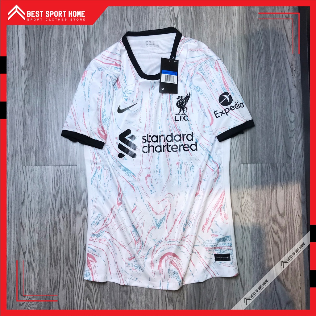 Set quần áo bóng đá Liverpool Sân khách 2022/23 - Mẫu chính thức màu trắng form Âu - In ấn tên số theo yêu cầu