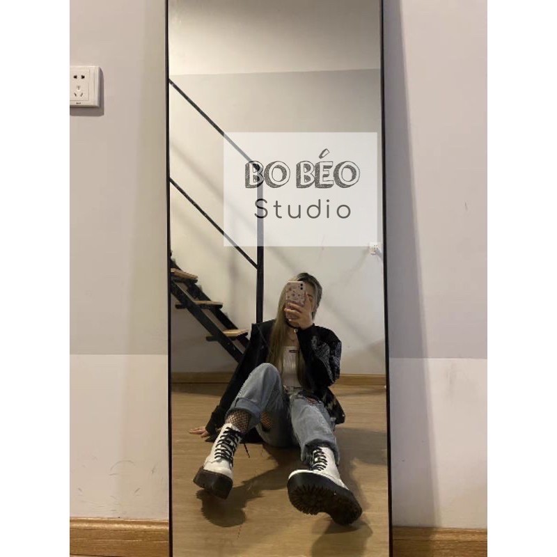 LEATHER PLATFORM BOOTS B420 - BỐT ULZZANG ĐẾ CAO 5CM MÀU ĐEN