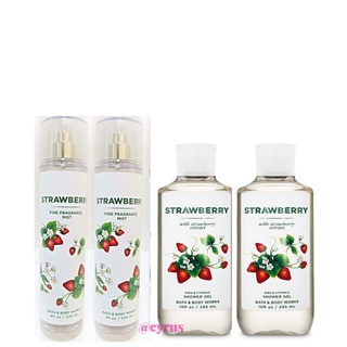 Bộ Sản Phẩm Mist Xịt Toàn Thân, Gel Tắm BBW Wild Strawberry Từ Mỹ