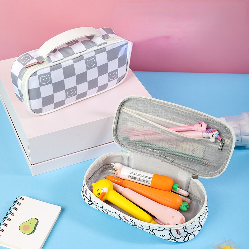 Túi Đựng Bút Họa Tiết Sữa Trắng Đen Sức Chứa Lớn