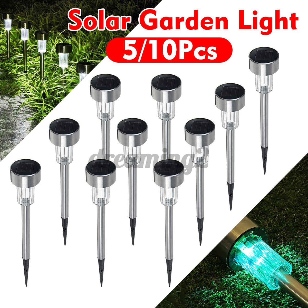 2020 Upgrade Automatic Light Control Switch IP65 Waterproof Solar Path Colorful Lights Outdoor Garden Landscape Decoration Light for Yard Patio Lawn Pathways Night Lights