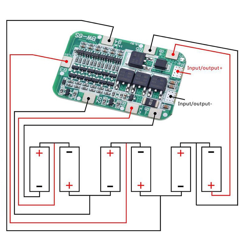 6S 15A 22V 24V 18650 Bảng bảo vệ pin Lithium-ion PCB BMS