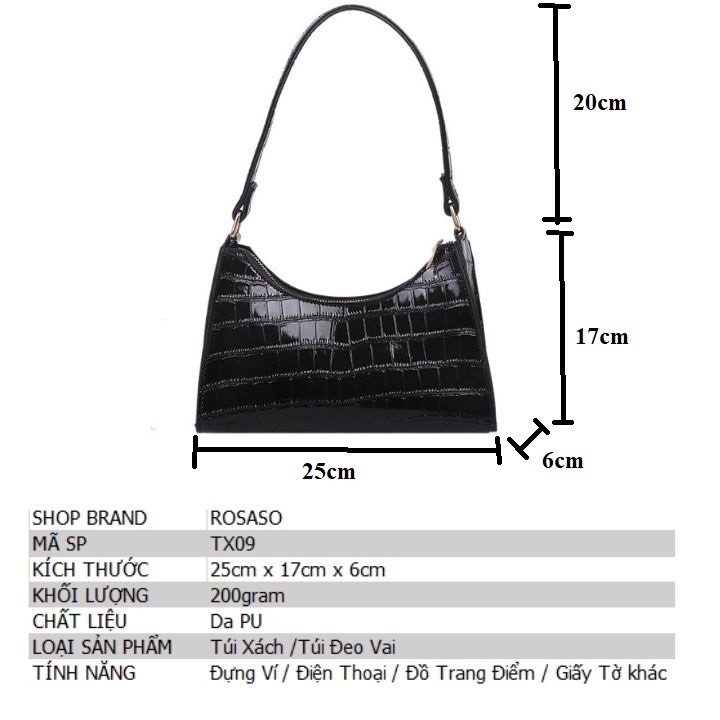 Túi Xách Nữ Kẹp Nách Đeo Vai Phong Cách Hàn Quốc Cao Cấp Đẹp da PU ROSASO TX09