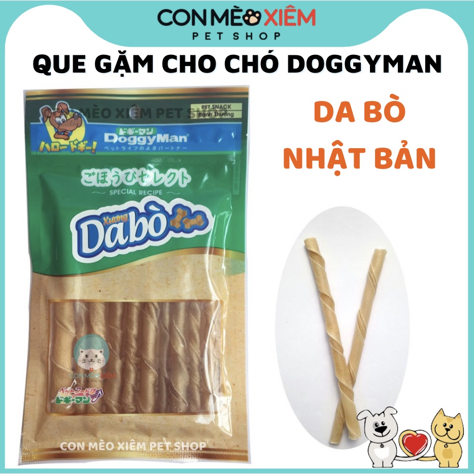 Que gặm cho chó da bò 10 thanh nhai Doggyman sạch răng thơm miệng snack cho cún Con Mèo Xiêm