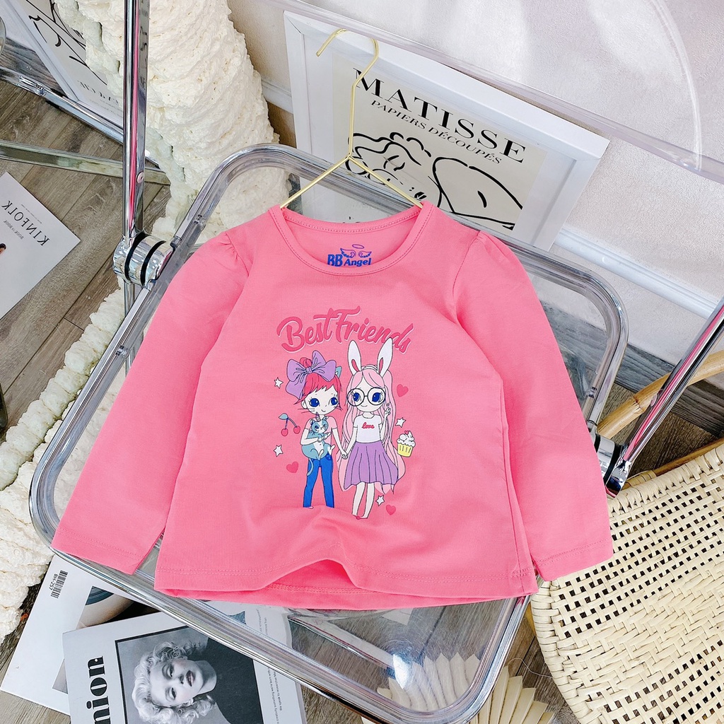 Áo thun dài tay thương hiệu BB Angel chất liệu cotton mềm mịt, hình in best friend siêu đẹp cho bé gái