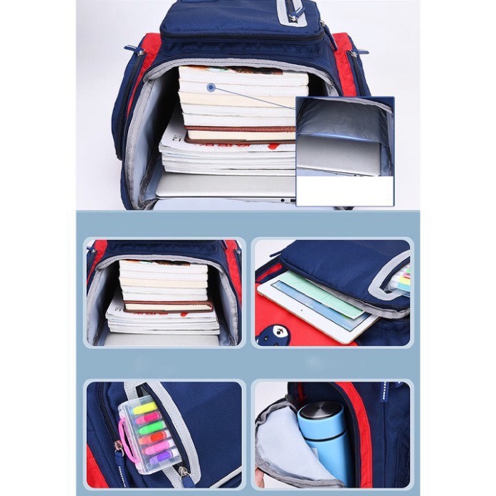 Balo Chống Gù Cho Bé ❤️ 𝐅𝐑𝐄𝐄 𝐒𝐇𝐈𝐏❤️ Balo Gấu Trẻ Em Cấp 1 SM BABY Chống Gù - Có Phản Quang - Chống Thấm - BH 12