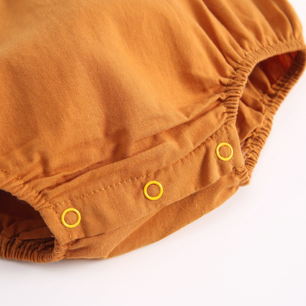 Áo Liền Quần Sanlutoz Tay Dài Bằng Cotton Màu Cam Cho Bé Gái