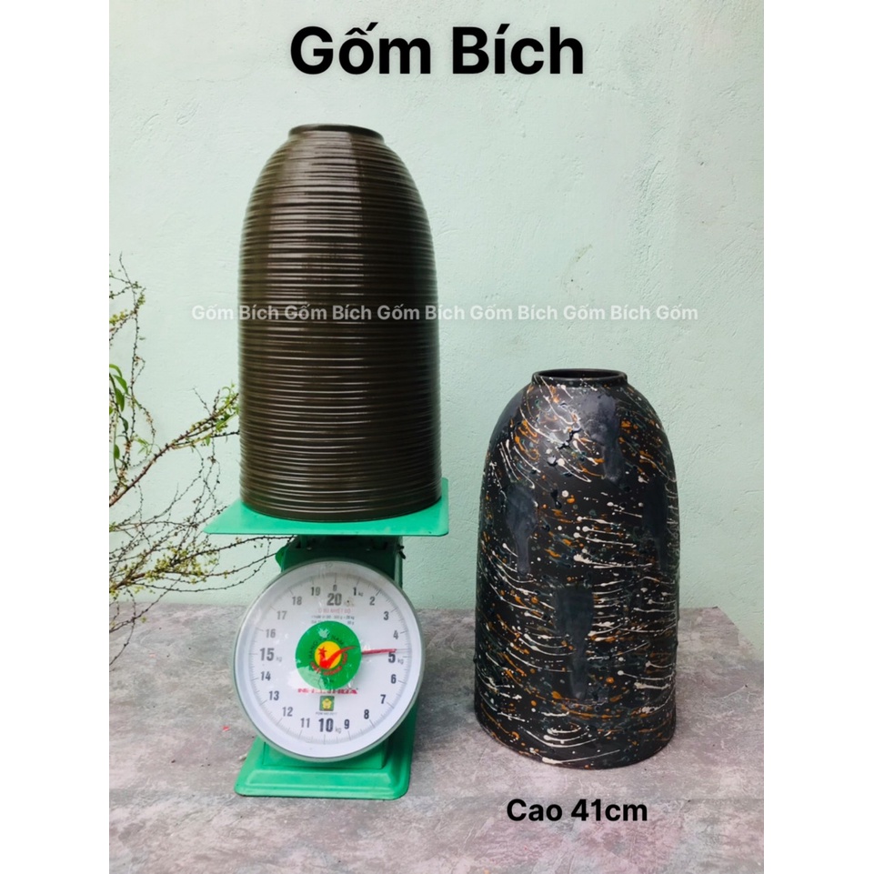 Bình Hoa Lọ Hoa Gốm Dáng Chuông Tổ Ong Size Đại Cao 47cm Gốm Sứ Bát Tràng - Gốm Bích