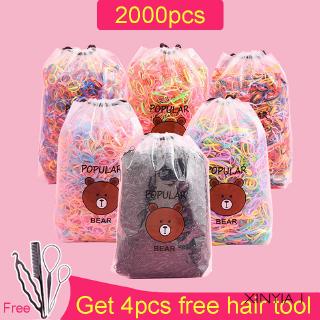 Set 2000 Dây Thun Cột Tóc Nhiều Màu Đen Dùng Một Lần Dành Cho Nữ Cy1