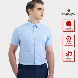 Áo sơ mi nam ngắn tay BILUXURY form chuẩn co giãn nhẹ không bai xù bền màu lâu 4SMCC004XAH