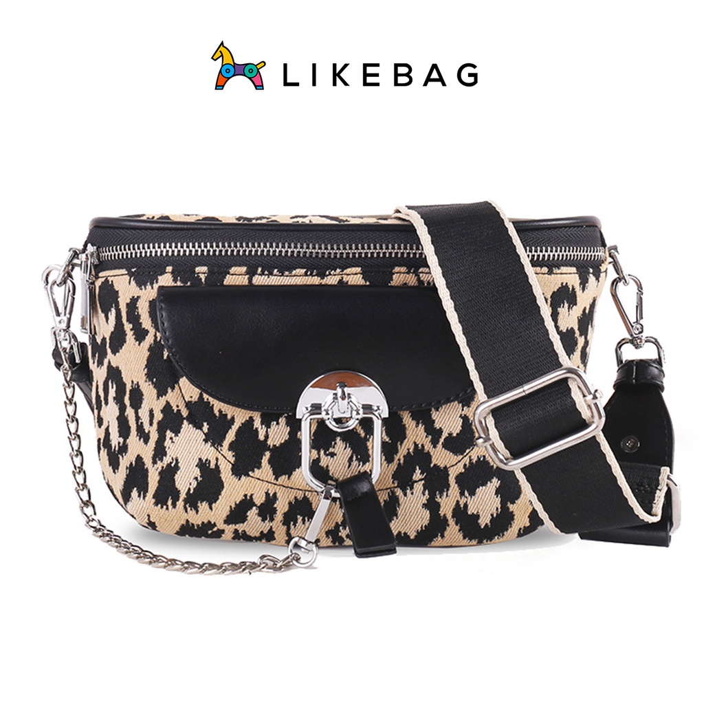 Túi bao tử đeo chéo LIKEBAG họa tiết thời trang phối dây xích cá tính 9031 - LIBAGI