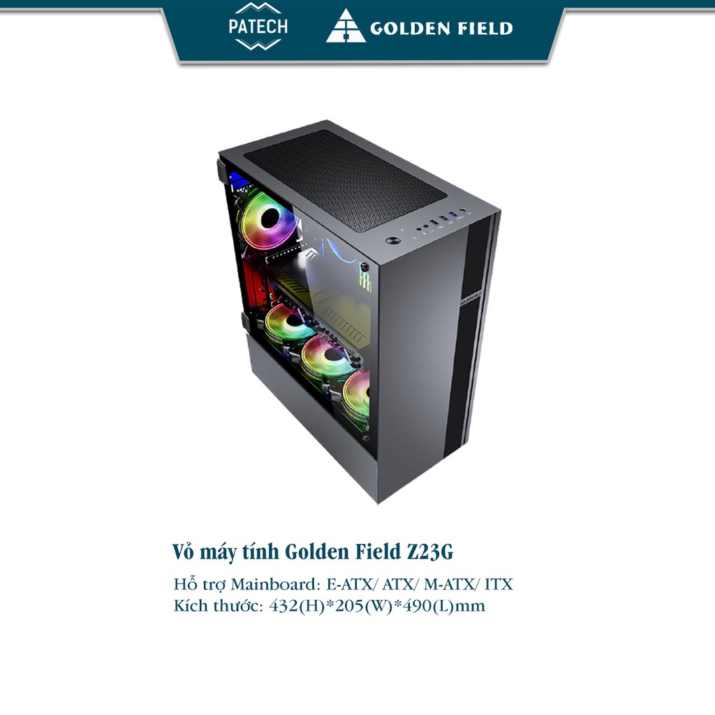 Vỏ case máy tính Golden Field Z23G ( Vách cường lực, Mặt+ khung Alu) - Sinh ra để trở lên phi thường - Hàng Chính Hãng