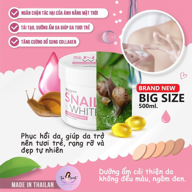 KEM DƯỠNG TRẮNG DA TOÀN THÂN SNAIL WHITE 500G CHÍNH HÃNG - 8399