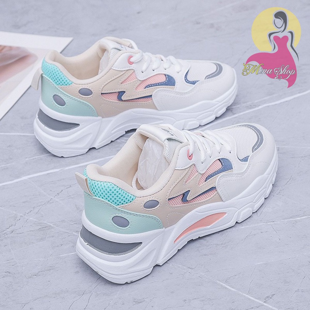 Giày Thể Thao Sneaker Nữ Form Cá Tính Đế Cao Phối Màu Hàn Quốc - [ORDER 7-15 ngày]