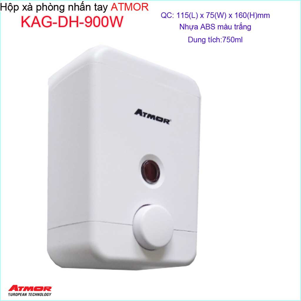 Hộp nhấn xà phòng Atmor KAG-DH900W-white trắng, bình xịt xà bông 750ml tiện dụng nhấn êm siêu bền