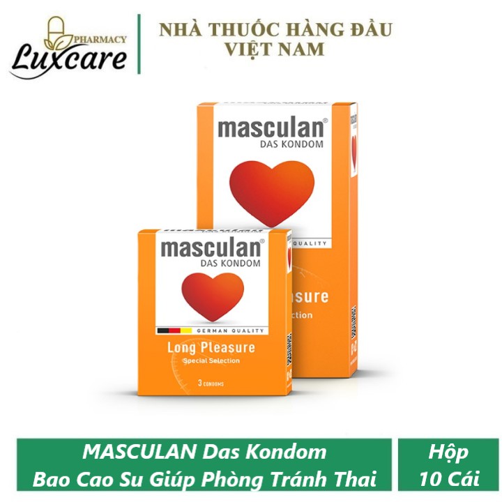 Bao Cao Su Kéo Dài Thời Gian Masculan Long Pleasure - Giúp Phòng Tránh Thai - Hộp 10 Cái - Luxcare